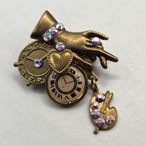 NWT Artisan Treasured Memories Brooch Time Has Meaning Swarovski Austria Crystal